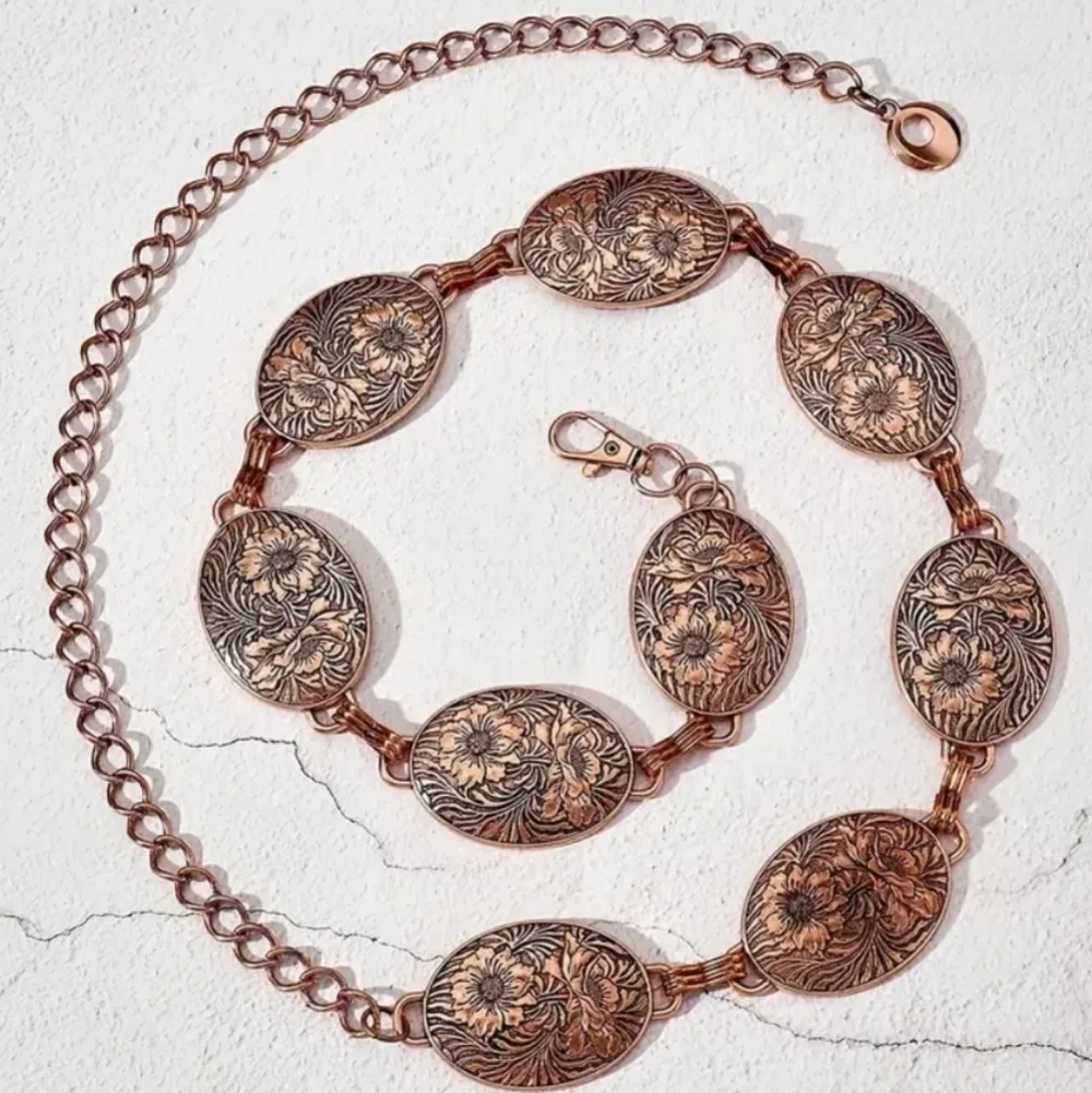 Vintage Waist Chain Flower Oval Shaped Style